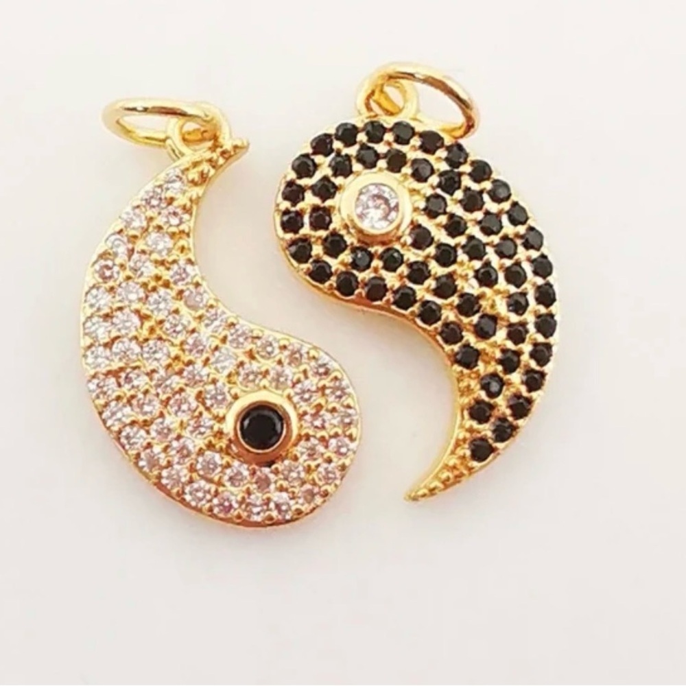 Gold and Black Yin Yang Charms Pendants